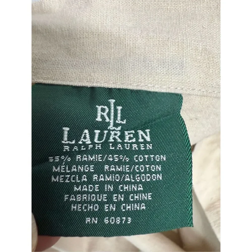 Ralph Lauren Cottage Tan Cotton Blend Pillow Sham Crochet Lace Trim 25”X25”
